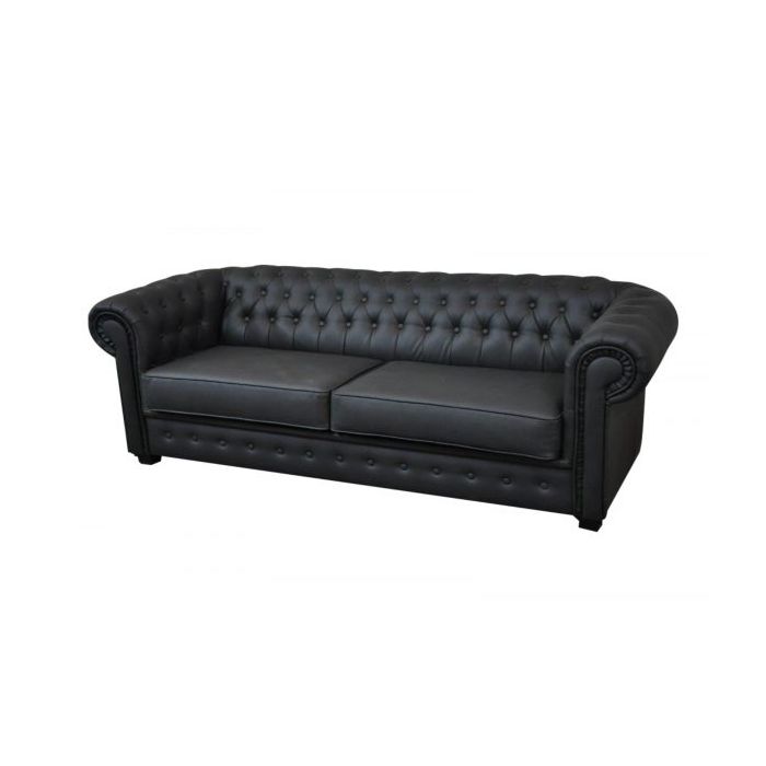 Chesterfield 3 Seater Faux Leather Sofa Bed, Faux Leather Sofa Quality