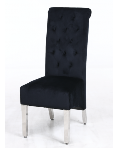 Sofia Black Colour Chrome Leg Lion Knocker Dining Chair
