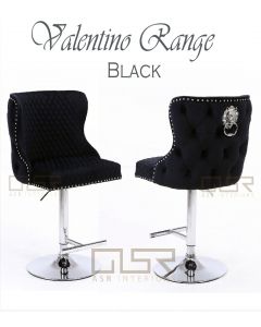 Valentino Black Velvet Bar Stool
