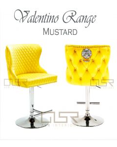 Valentino Mustard Velvet Bar Stool